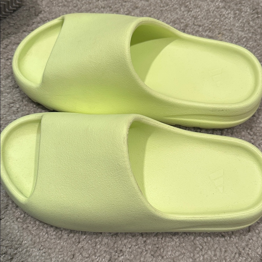 Lime green Yeezy Slides